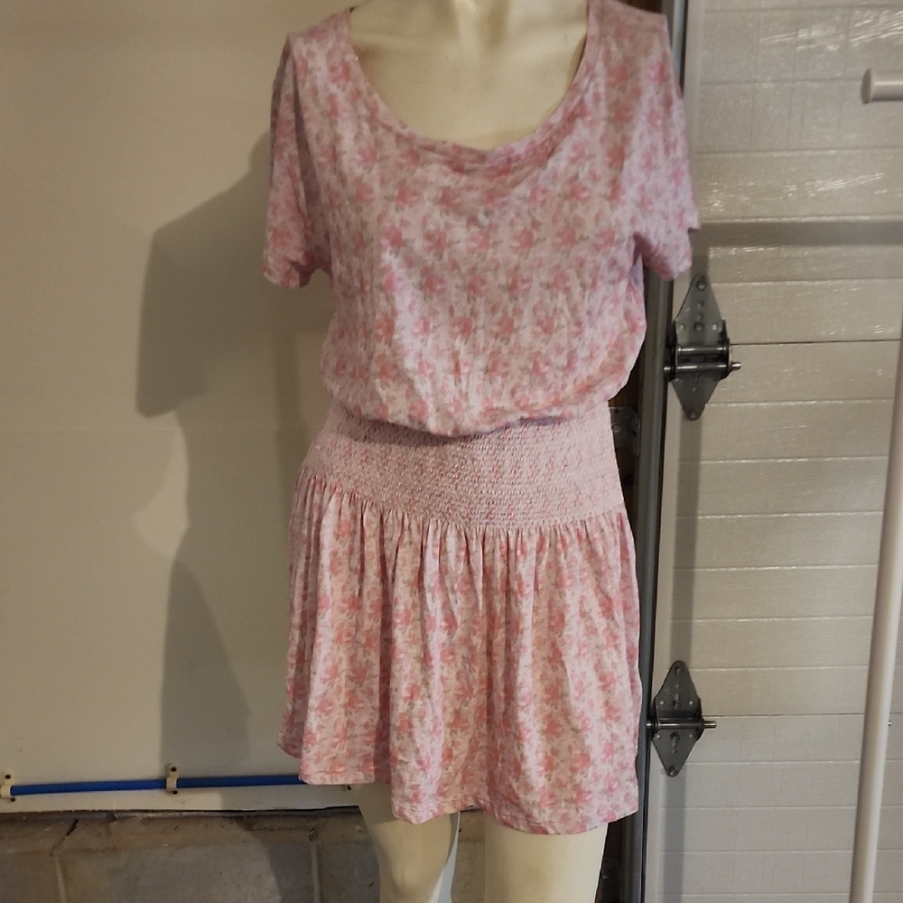 LoveShackFancy Pink Floral Popover Dress Size M